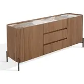 Horizon Buffet in Pandora Ceramic, Walnut Veneer & Grey Metal